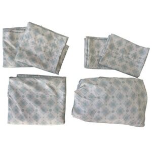 South Point Home Fashions King 6 Piece Sheet Set Blue White Medallion Microfiber